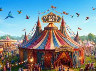 circus tent with birds